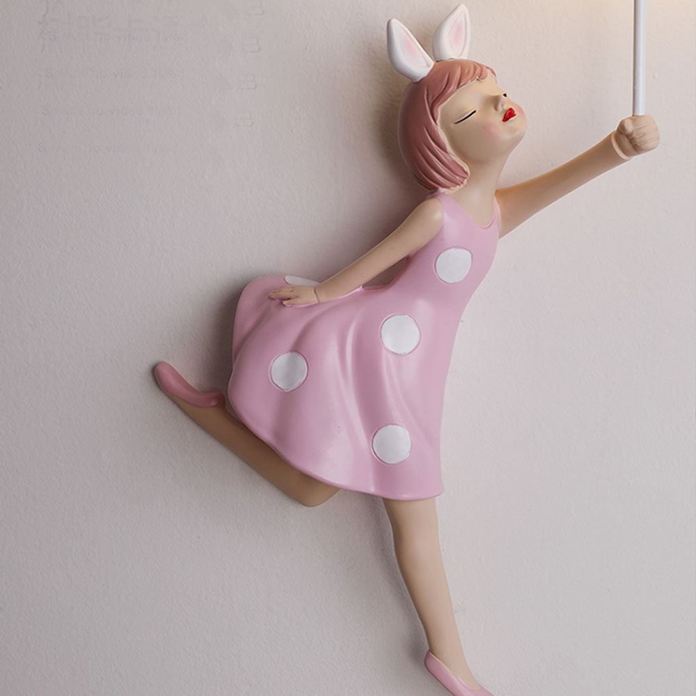 Arisha Modern Balloon/Girl Shape Acrylic Pink Wall Lamp - Neutral Decor