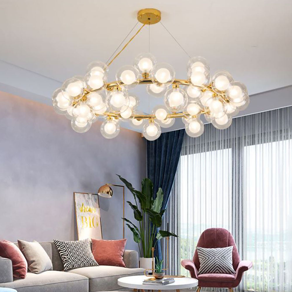 Valentina Modern Gold Bubble Pendant Light, Metal & Glass - Neutral Decor
