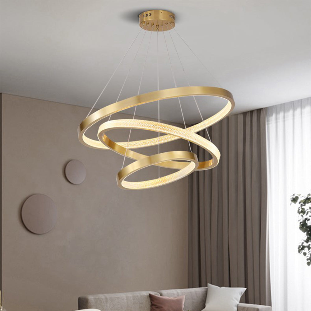 Kristy Modern Ring Metal/Arcylic LED Pendant Light, Black/Gold - Neutral Decor