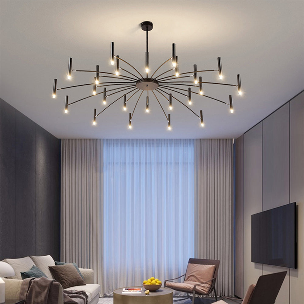 Arisha Modern Blown Linear Metal Multi-heads Chandelier - Neutral Decor