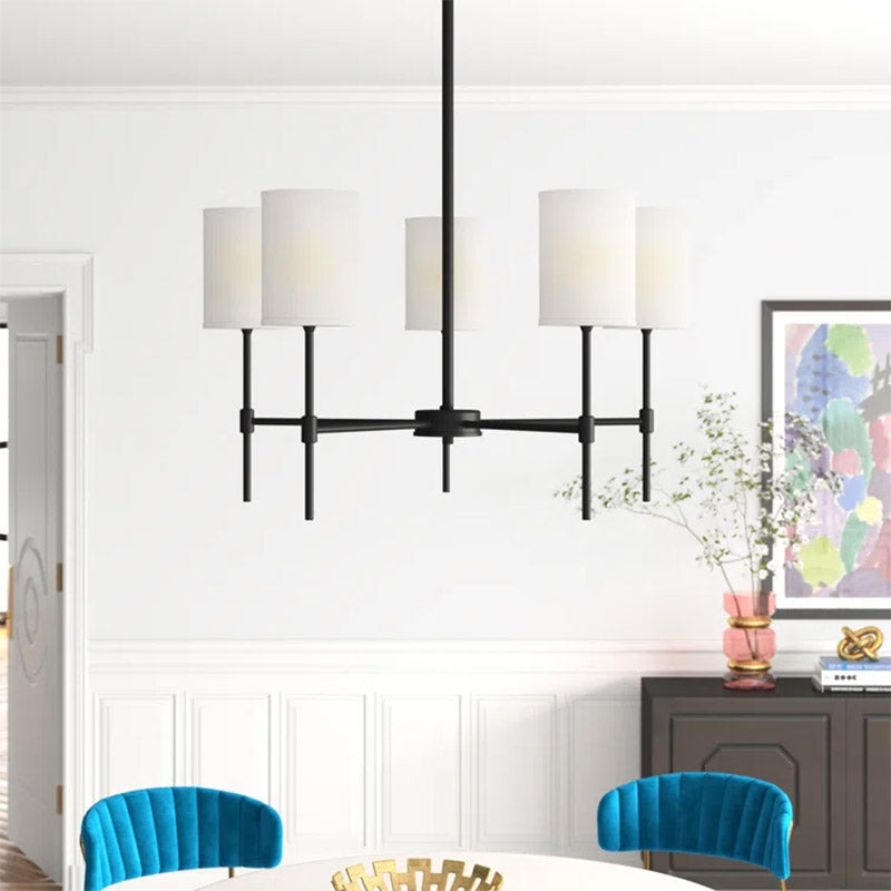 Silva Modern LED Chandelier Black/Gold Metal/Fabric Bedroom/Living Room - Neutral Decor
