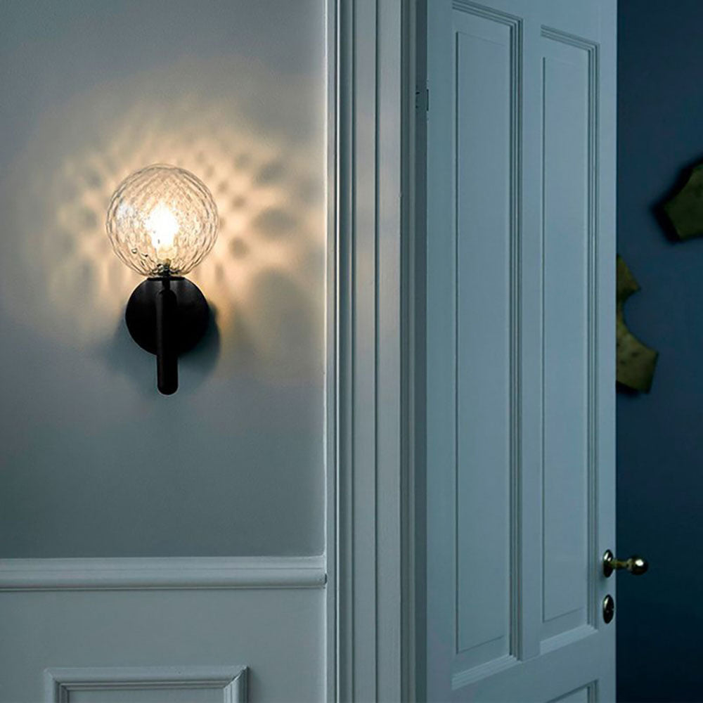 Valentina Wall Lamp Modern Globe, Metal/Glass, Black/Gold, Hallway - Neutral Decor