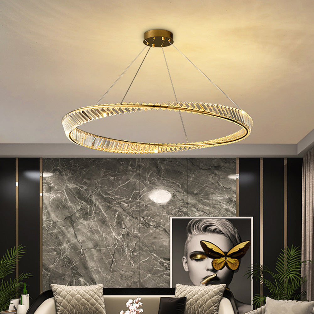 Kristy Modern Luxury Round Glass Chandelier, Gold - Neutral Decor