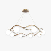 Valentina Modern Designe Wave Metal/Glass Pendant Light, White/Gold - Neutral Decor