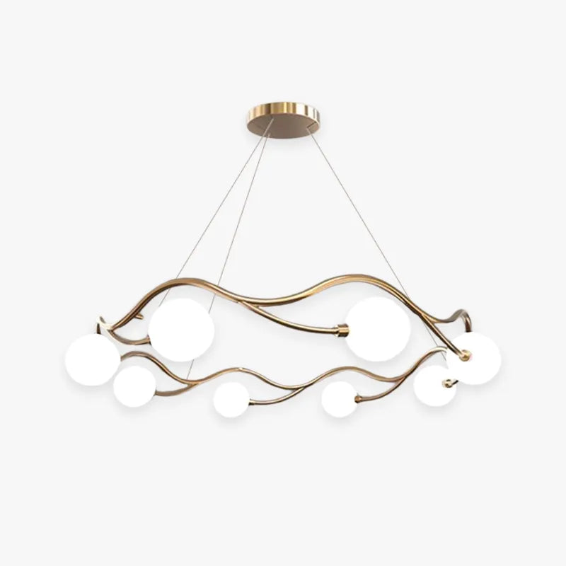 Valentina Modern Designe Wave Metal/Glass Pendant Light, White/Gold - Neutral Decor