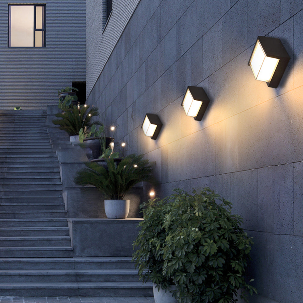 Ray Modern Square Metal Outdoor Wall Lamp Black White - Neutral Decor