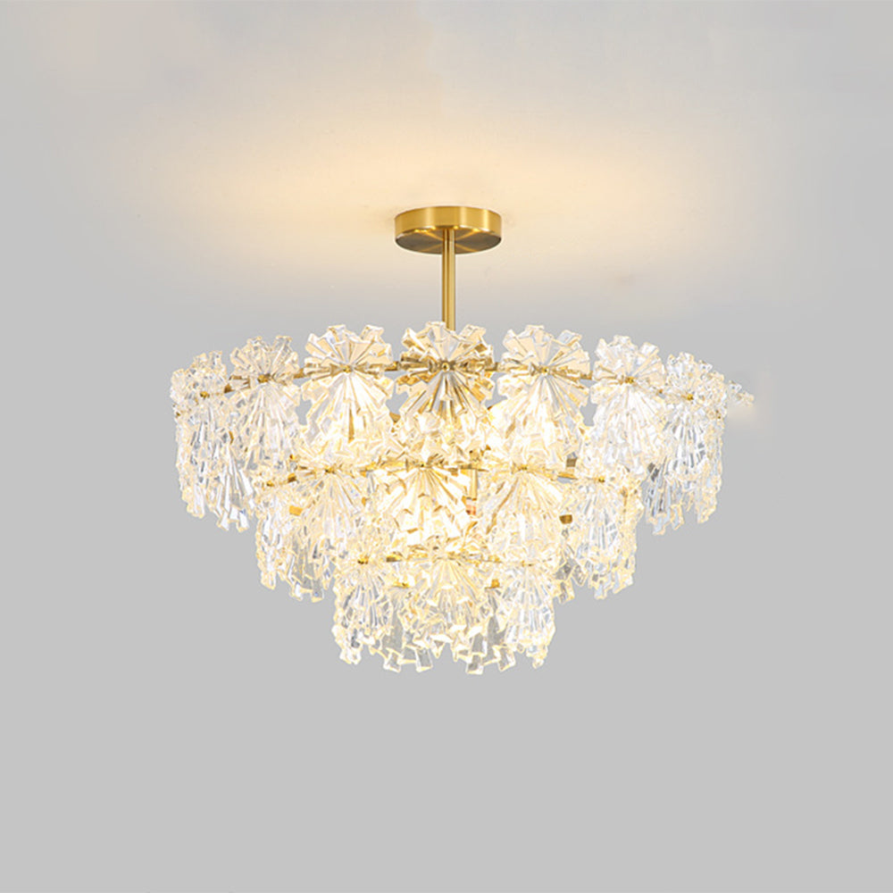 Kristy Elegant Gold Pendant Light 3 Rings, Metal/Glass - Neutral Decor