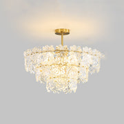 Kristy Elegant Gold Pendant Light 3 Rings, Metal/Glass - Neutral Decor