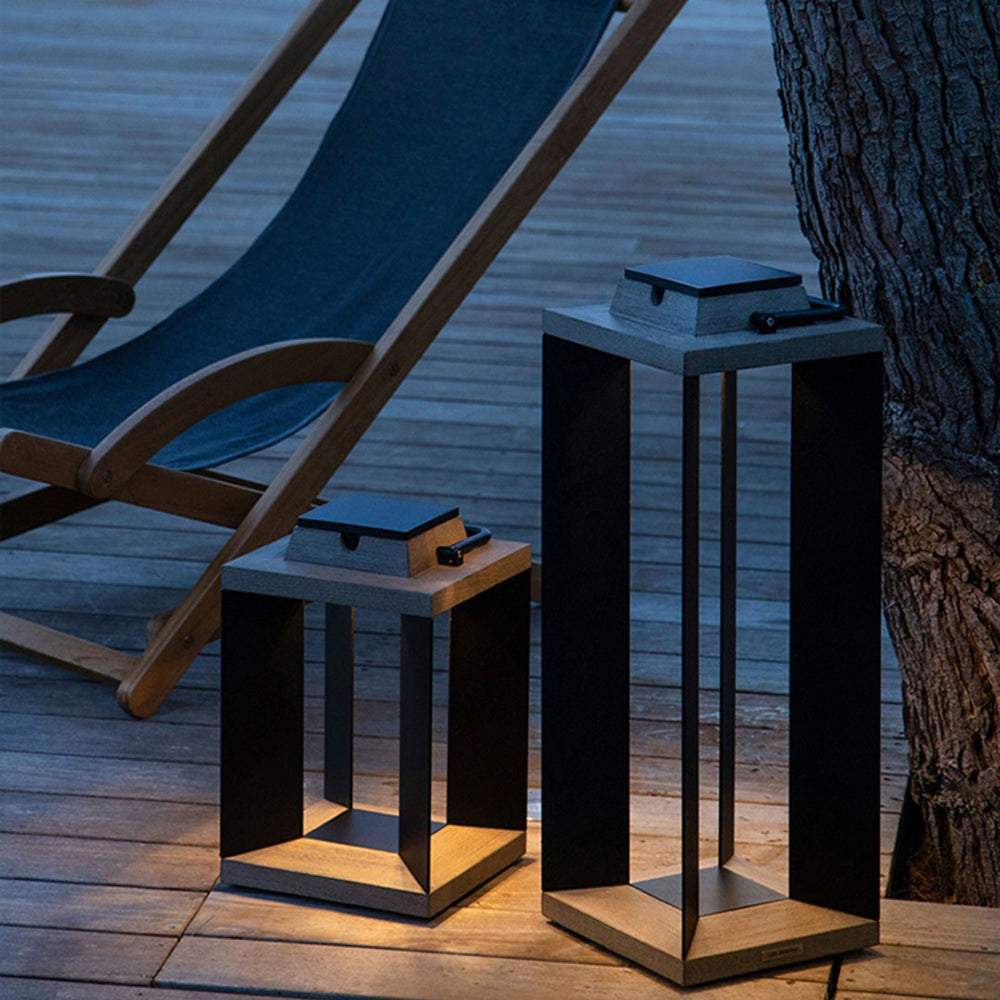 Ray Minimalist Cuboid Outdoor Floor Lamp, Hardwired, Black - Neutral Decor