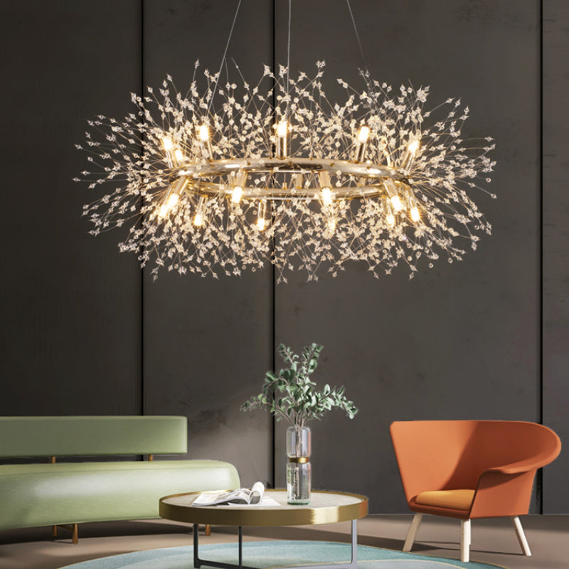 Arisha Modern Dandelion LED Pendant Light GoldCrystal Bedroom/Living Room - Neutral Decor