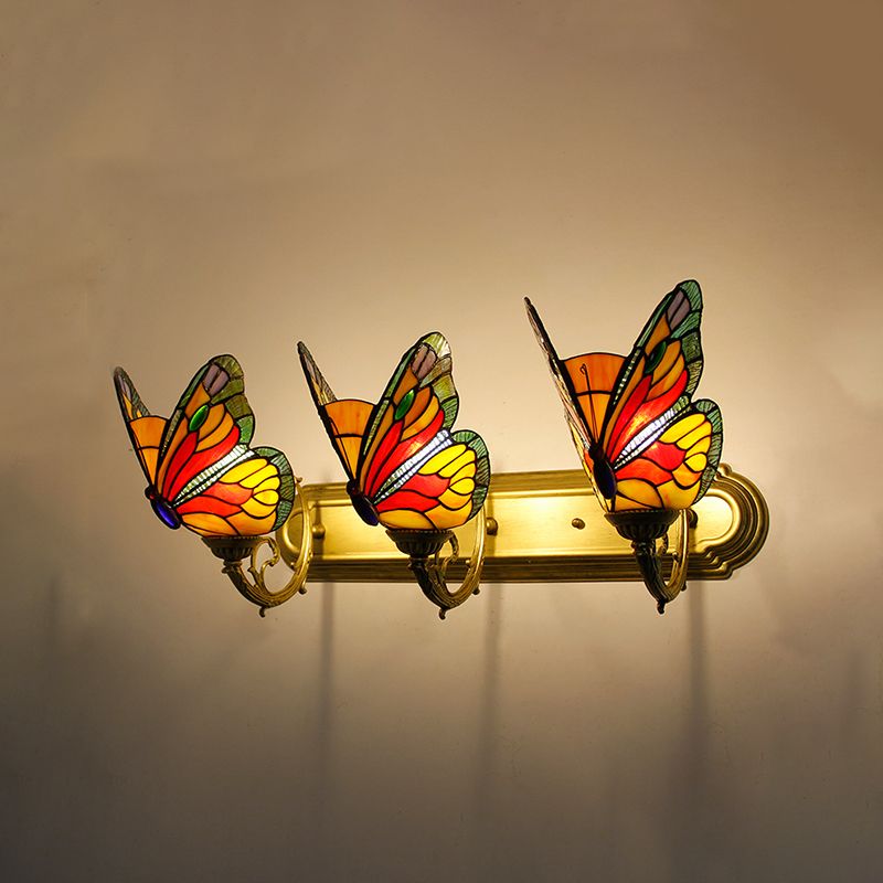 Arisha Artistic Butterfly Metal/Glass Lamps Wall, Red/Blue/Multi-Color/Light Blue - Neutral Decor