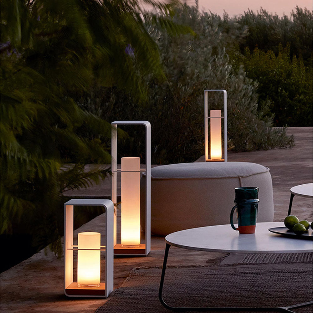 Ray Minimalist Cuboid Candle Solar Outdoor Floor Lamp Black - Neutral Decor