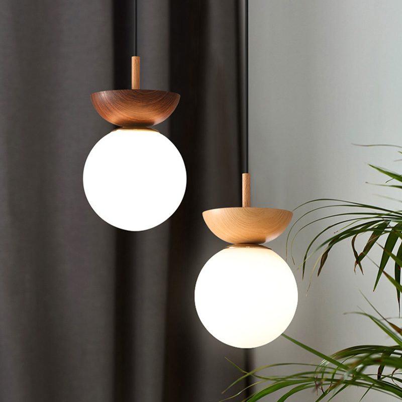 Valentina Nordic Japanese Glob LED Ceiling/Pendant Light Metal Glass Bedroom, Burlywood - Neutral Decor