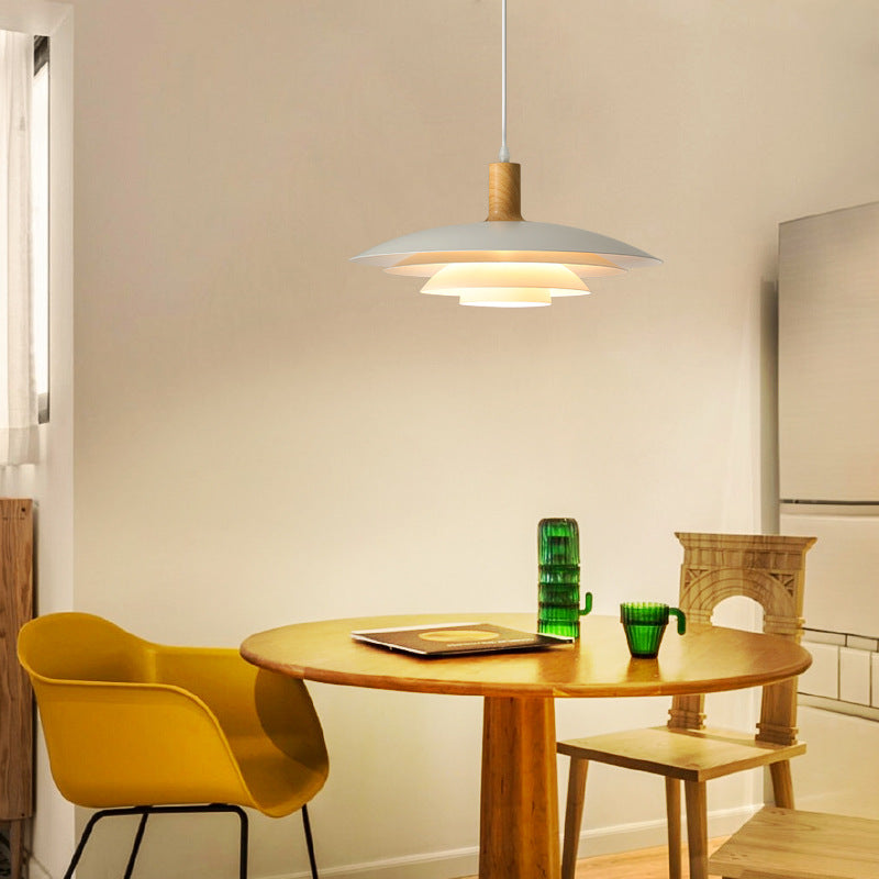 Valentina Modern LED Pendant Light White Wood Metal Bedroom - Neutral Decor