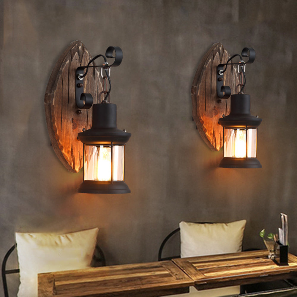 Epoch Wall Lamp Leaf Shape Vintage, Wood/Metal, Bedroom - Neutral Decor