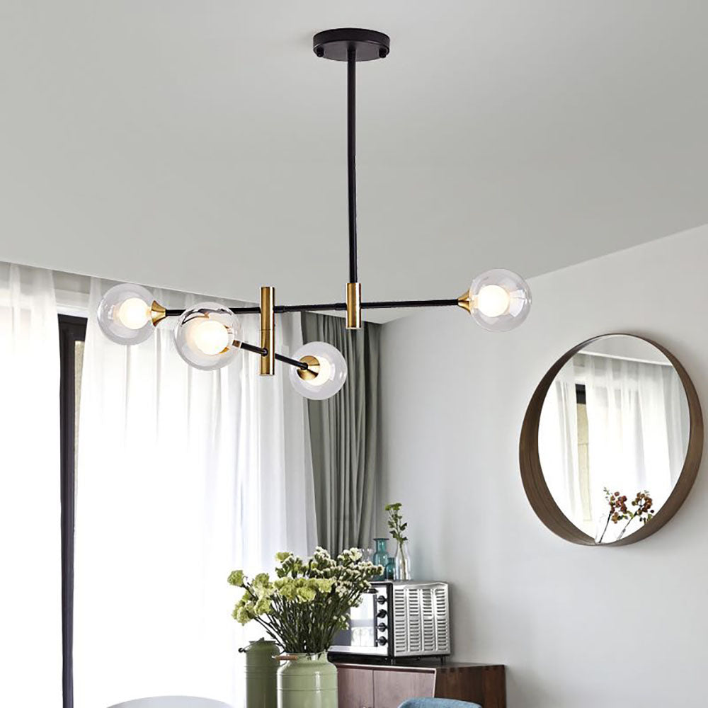 Valentina Nordic Spherical Bubble Metal/Glass Chandelier, Black/Gold - Neutral Decor