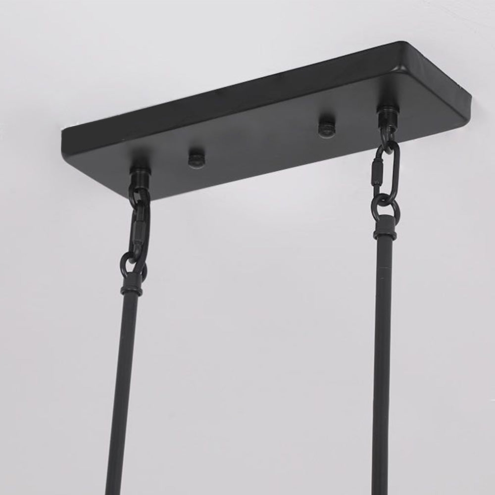 Silva Retro Rectangular Metal & Wood Pendant Light, 5 Heads, 2 Style - Neutral Decor