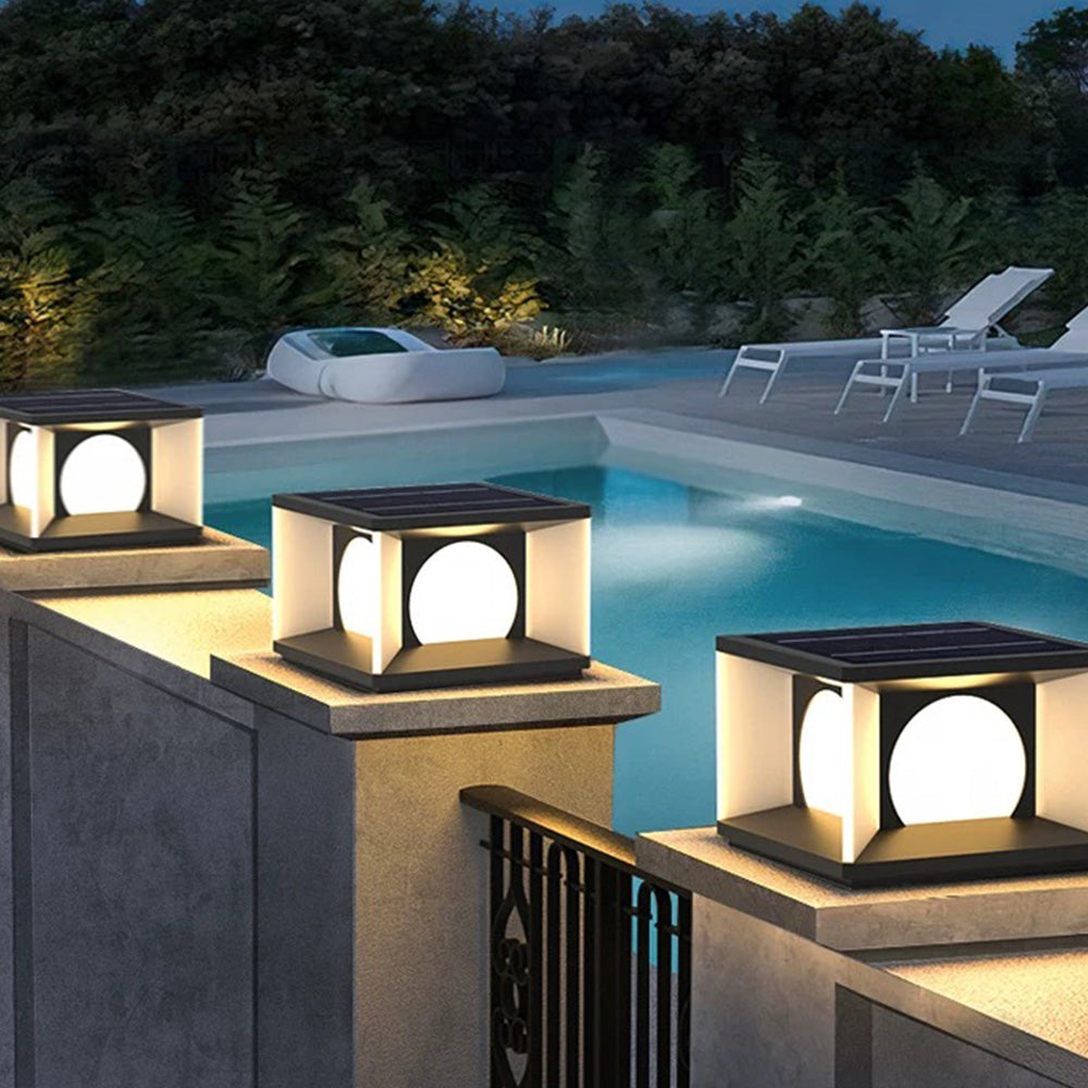 Aria Modern Square Metal Outdoor Light Post - Neutral Decor