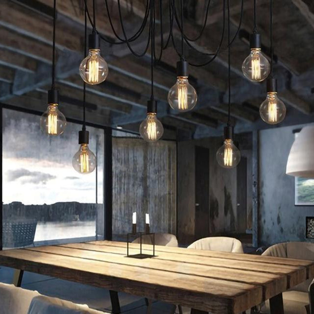 Silva Retro Country LED Spider Chandelier, Black/White - Neutral Decor