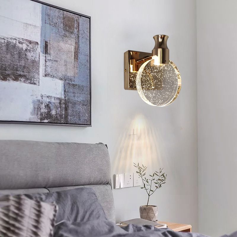 Kristy Modern Round Crystal Vanity Wall Lamp, Gold/Chrome - Neutral Decor