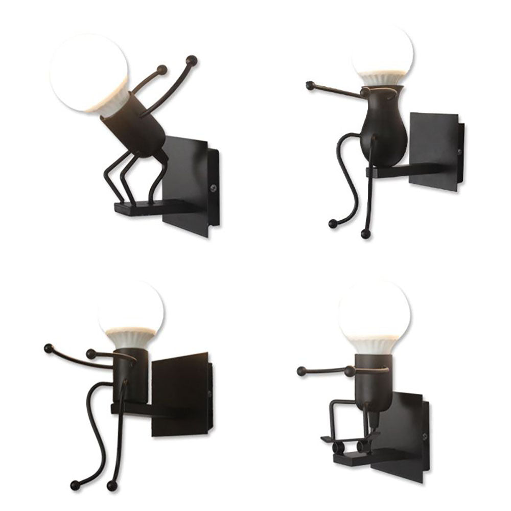 Arisha Modern Decorative Man Metal Wall Lamp, White/Black - Neutral Decor