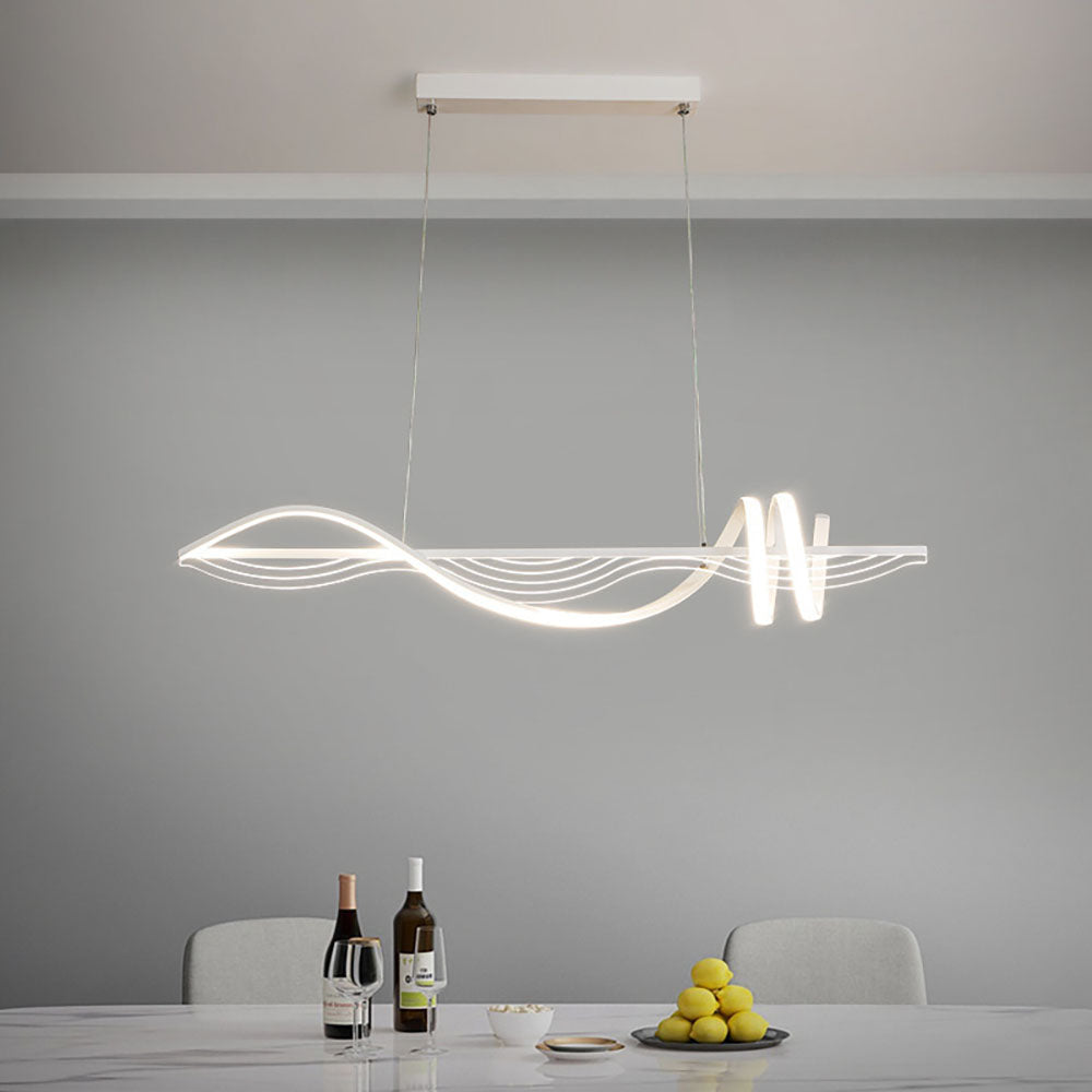 Arisha Contemporary Style Linear Metal Pendant Light White/Black - Neutral Decor