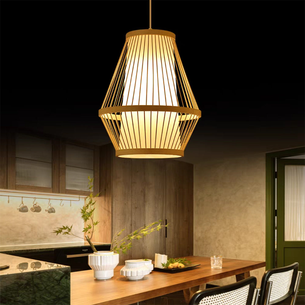 Muto Rattan Handmade Woven Bamboo Vintage Pendant Light - Neutral Decor