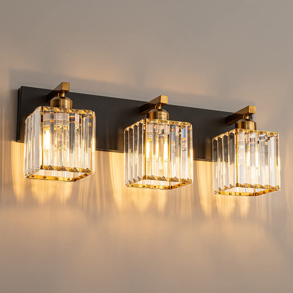 Kristy Vintage LED Metal/Crystal Wall Lamp For Mirror, Gold - Neutral Decor