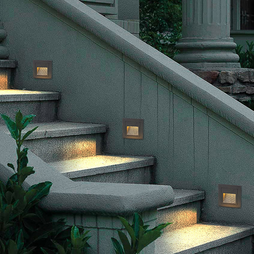 Ray Modern Metal Square Outdoor Deck/Step Light, Black - Neutral Decor