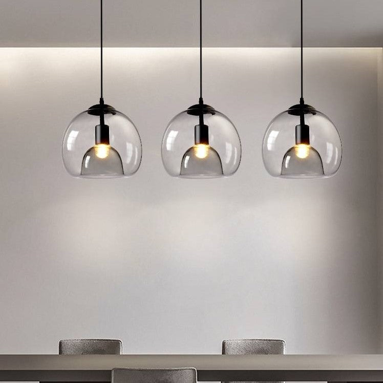 June Globe Glass Pendant Light, Amber/Smoky Grey-Neutral Decor