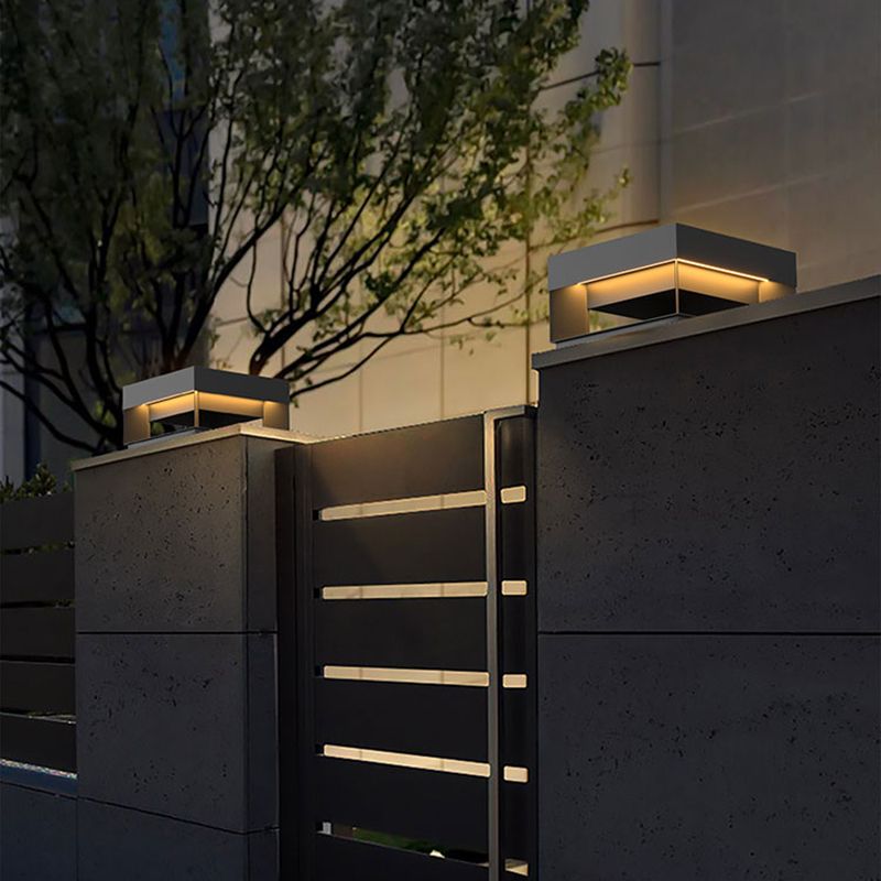 Ray Post Modern Solar Square Metal LED Outdoor Light - Neutral Decor