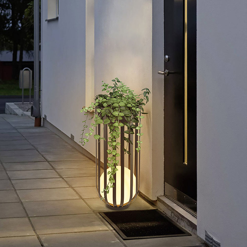 Ray Modern Globe Solar/Rechargeable Outdoor Floor Lamp, Black - Neutral Decor