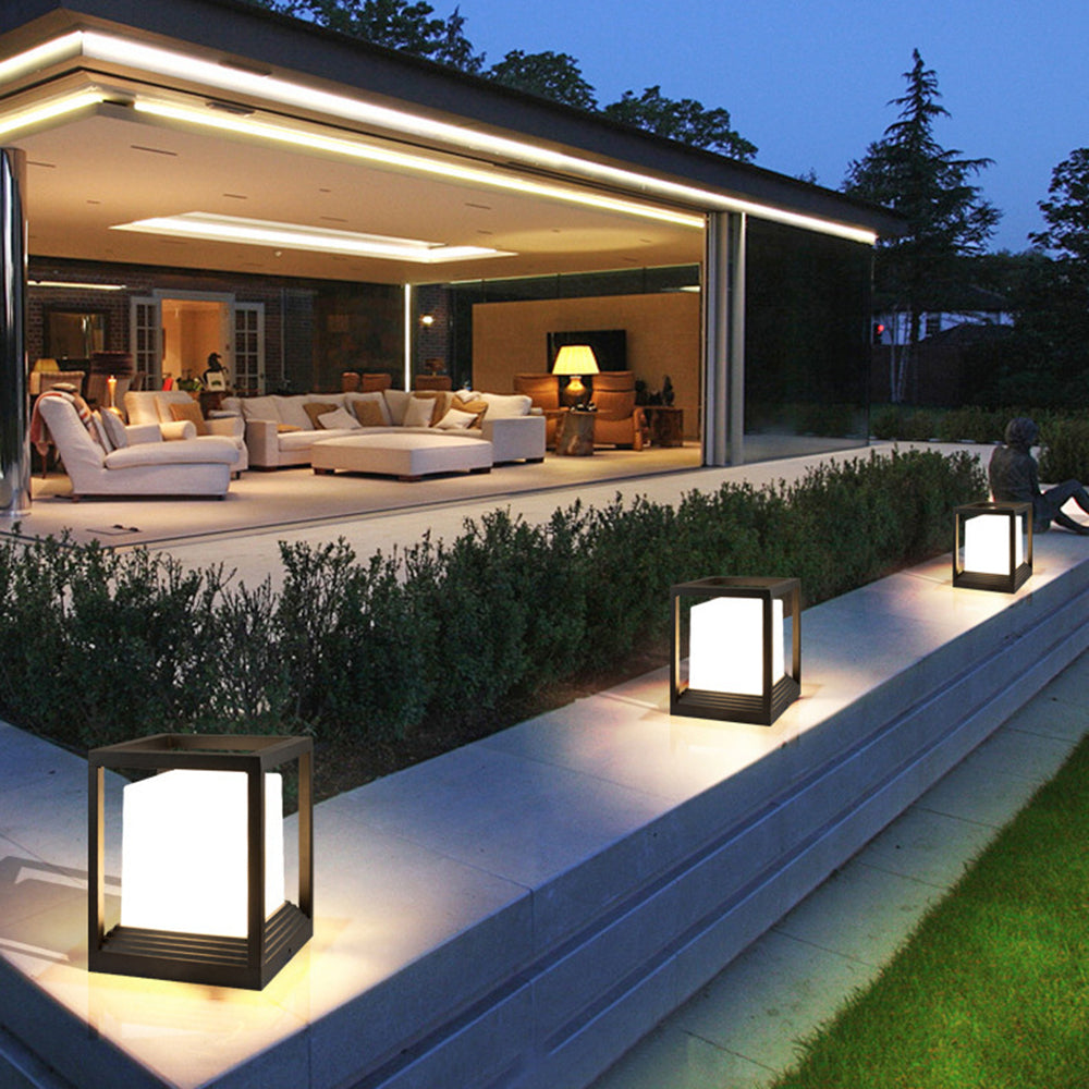 Ray Modern Rectangular Metal Outdoor Lamps, Black - Neutral Decor