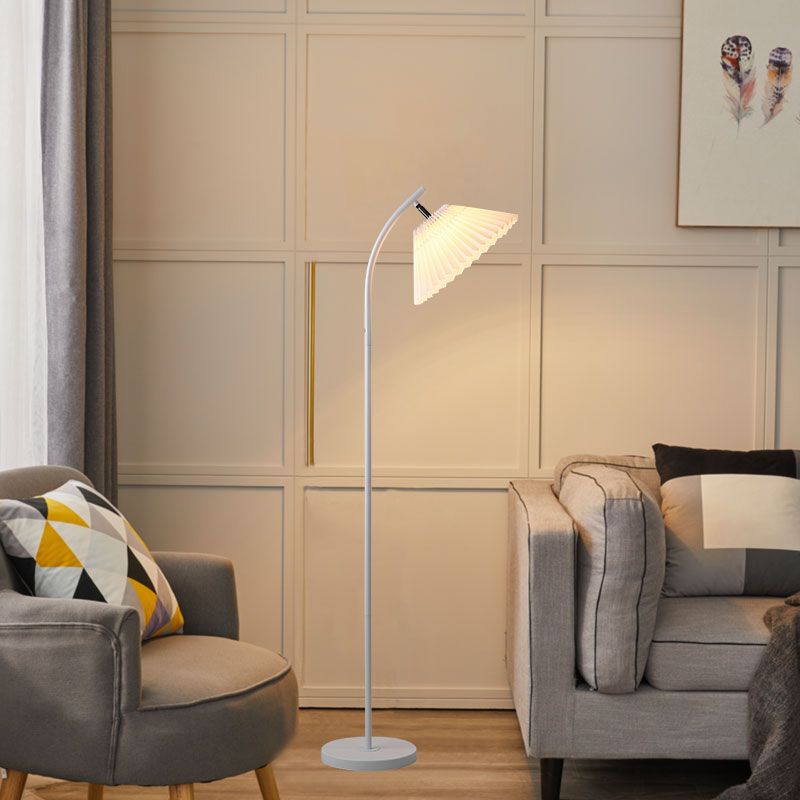 Ozawa Modern Arc Pleated Metal Fabric Floor Lamp, 3 Color - Neutral Decor