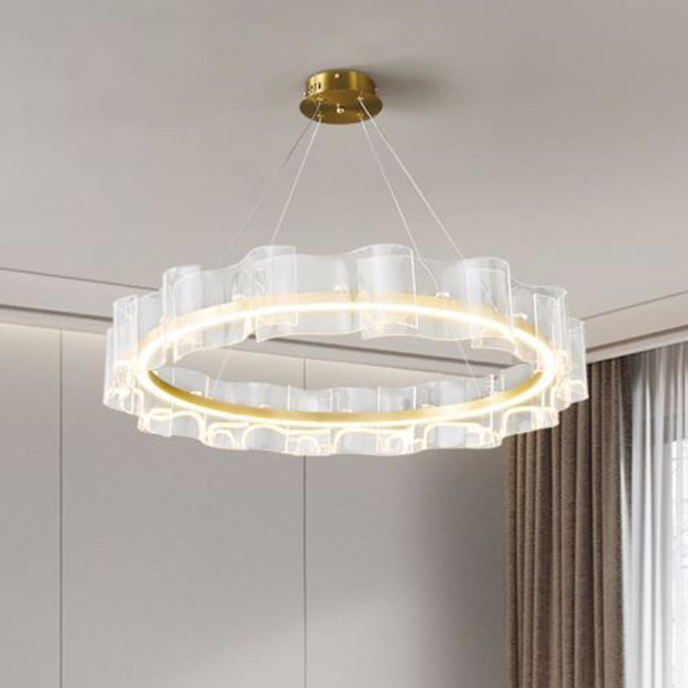 Arisha Creative Ring Metal/Arcylic Pendant Light, Gold - Neutral Decor