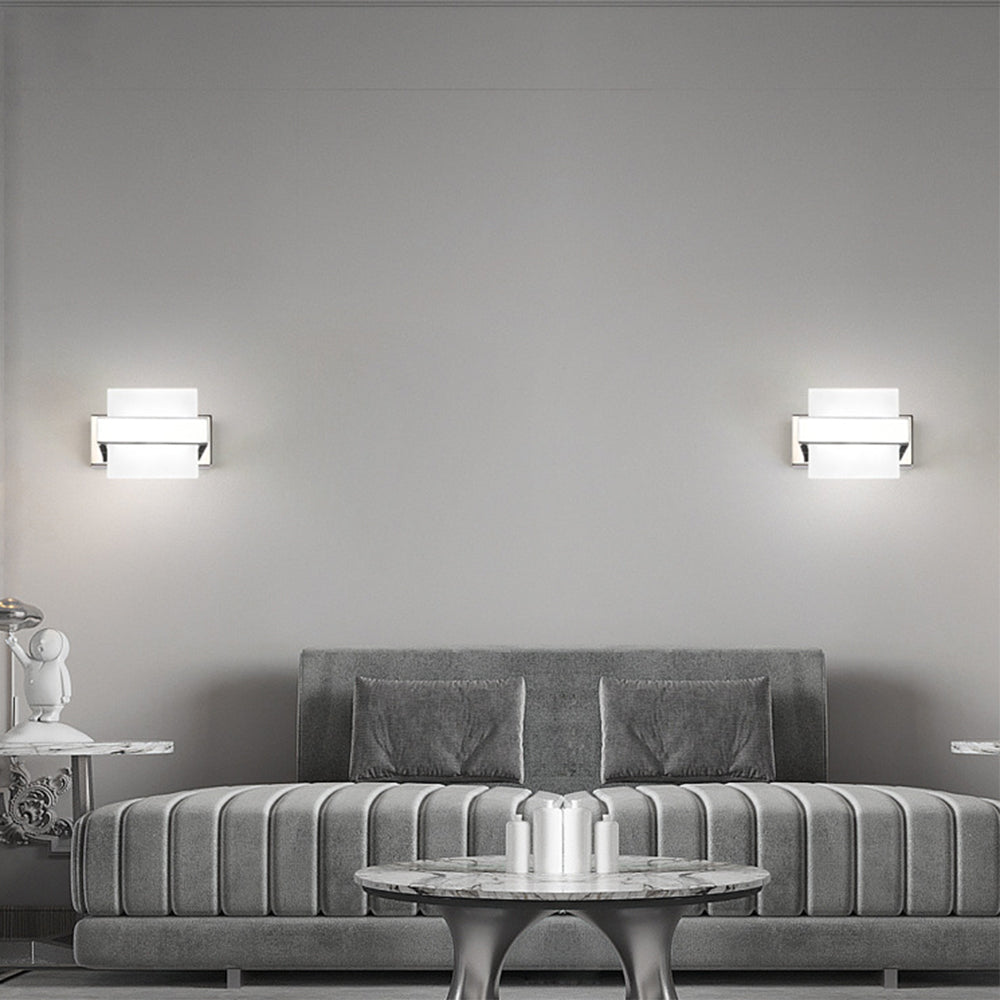 Arisha Modern Square Metal/Acrylic Wall Lamp, Silver, Bathroom - Neutral Decor