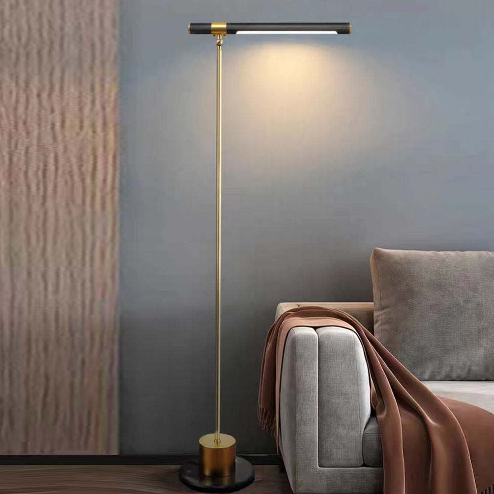 Edge Floor Lamp Linear Minimalist, Metal/Wood, Gold, Living Room - Neutral Decor