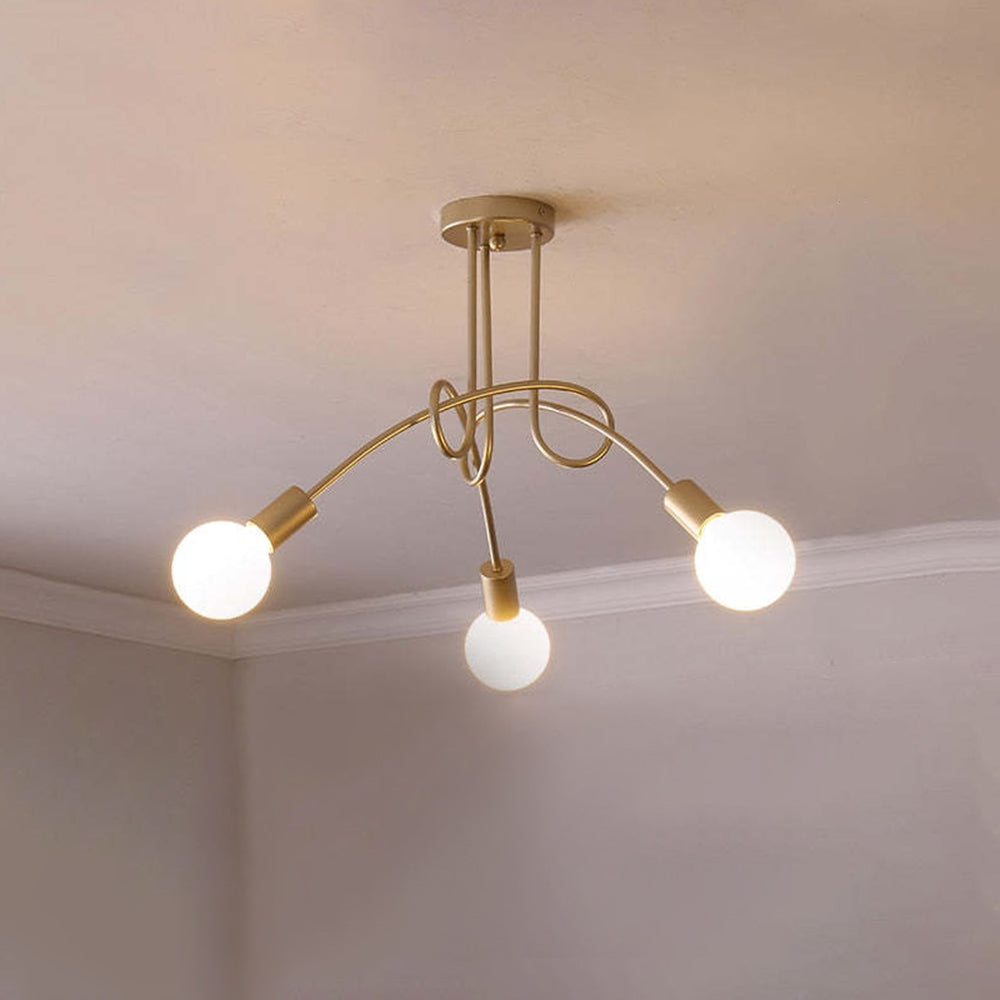 Arisha Modern Linear Curve Metal Ceiling Light, Dining Room/Living Room - Neutral Decor