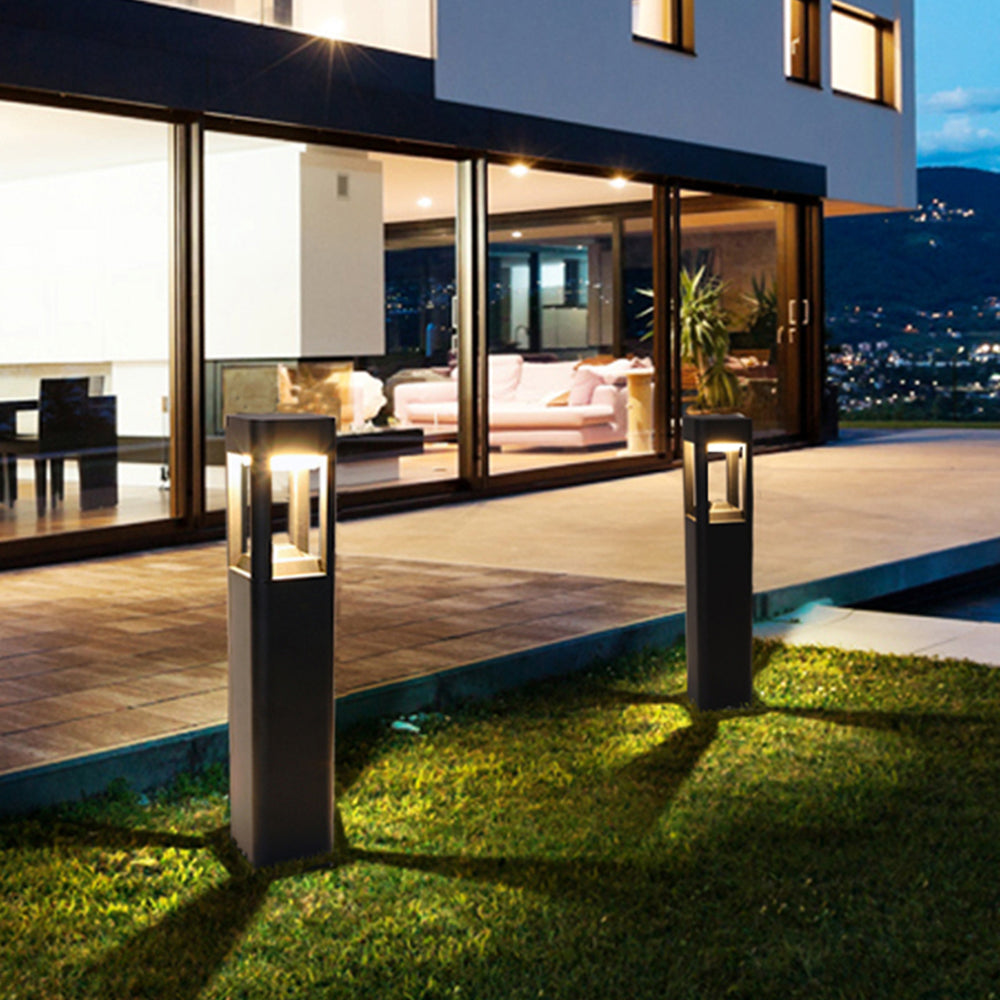 Ray Metal Rectangular Hollow Outdoor Path Light, Black - Neutral Decor