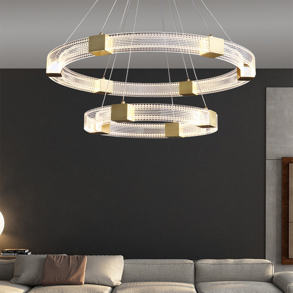 Arisha Modern Round/Oval Acrylic/Metal Pendant Light, Gold - Neutral Decor