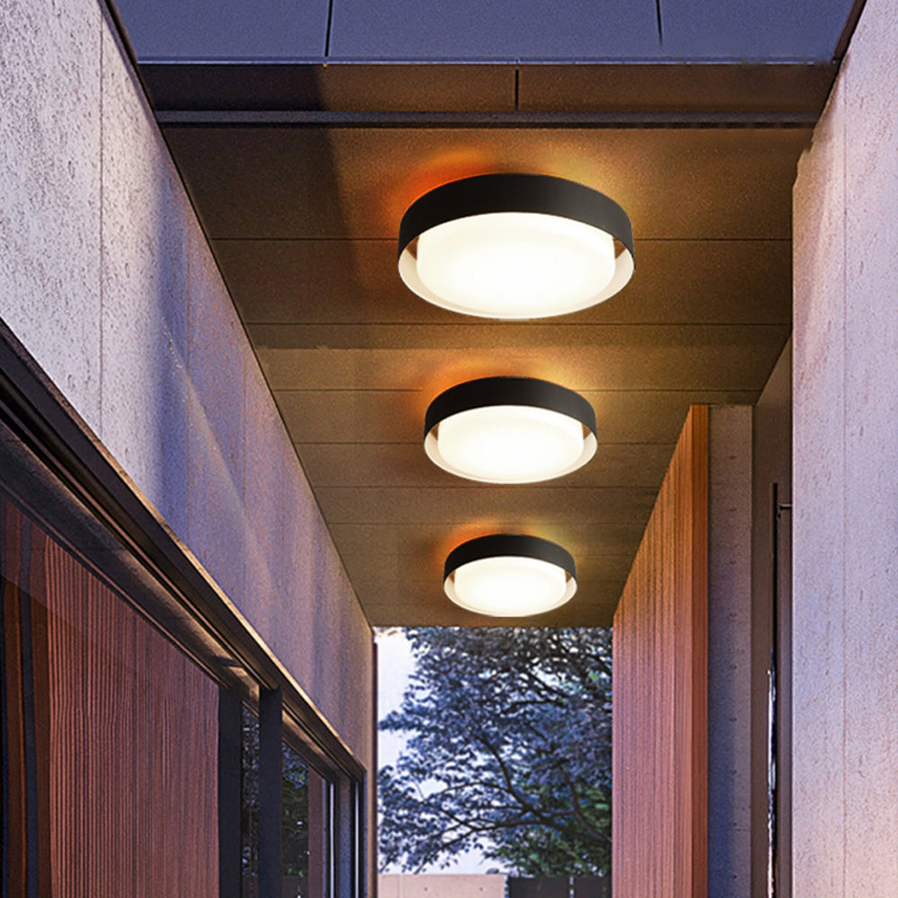 Ray Modern Round Flush Mount Ceiling Light, Metal/Acrylic, White/Black - Neutral Decor