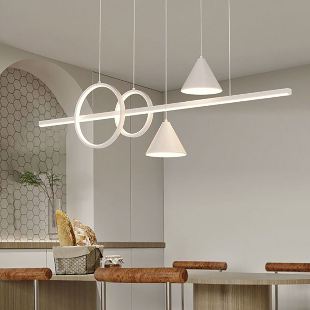 Arisha Contemporary Geometric Style Linear Metal Pendant Light White/Black - Neutral Decor