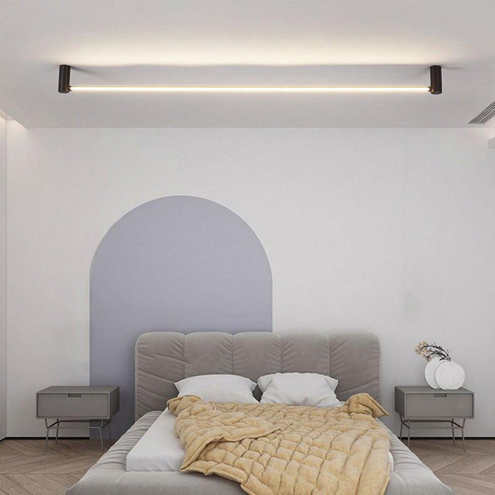 Arisha Minimalist Linear Flush Mount Ceiling Light, Black, Hallway - Neutral Decor