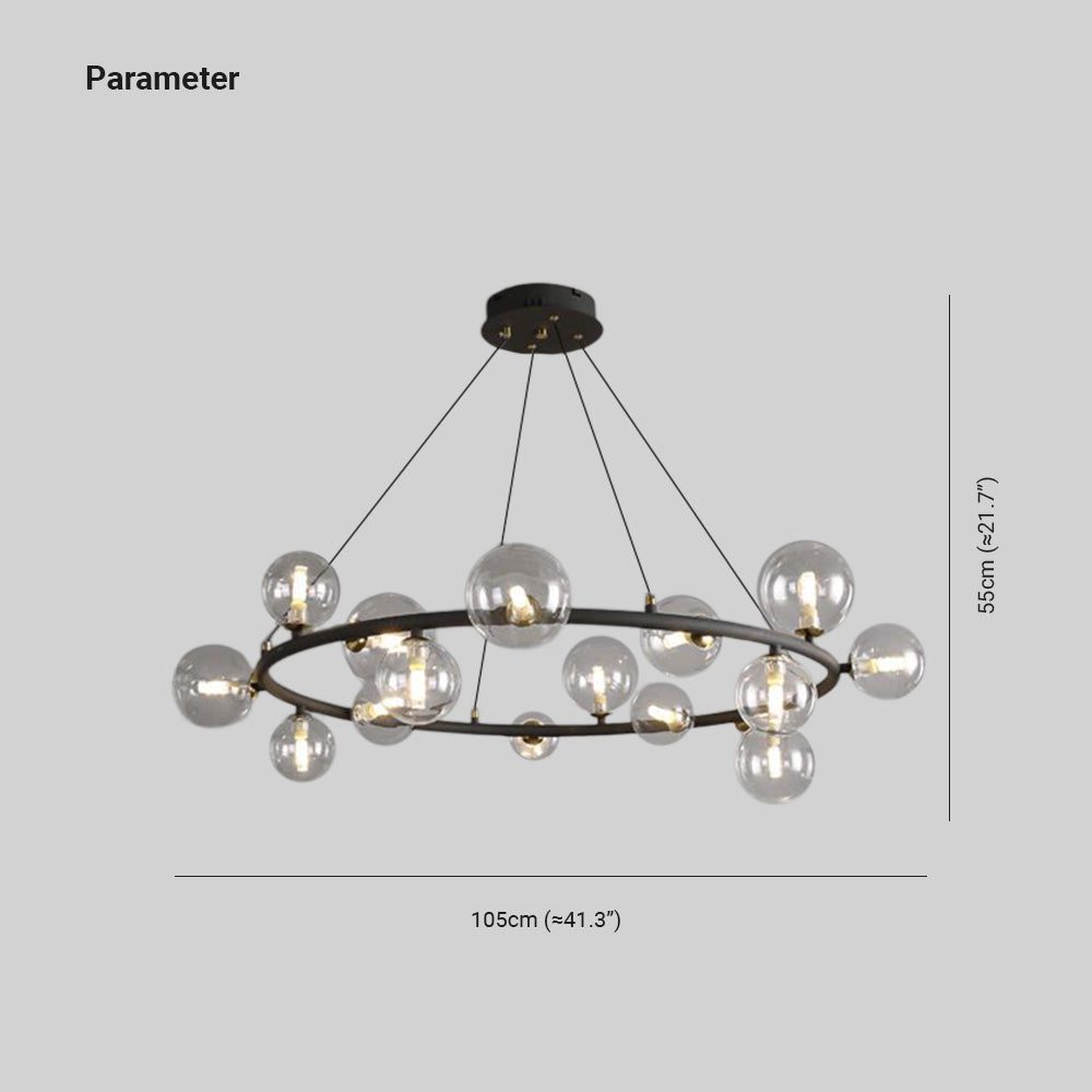 Valentina Modern Glass Globe Ring Chandelier, Gold/Black - Neutral Decor