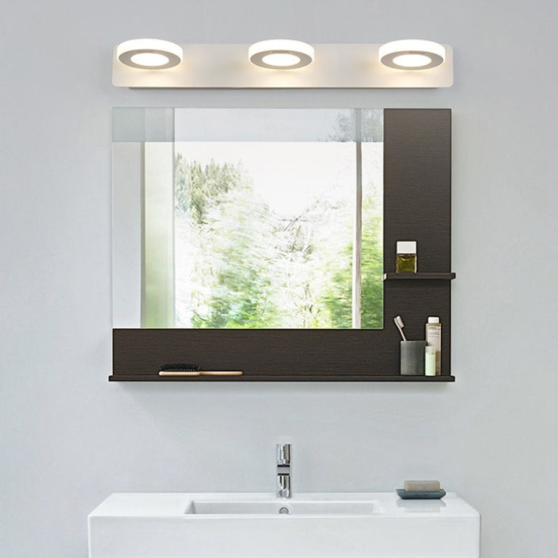Arisha Minimalist Round Metal Wall Lamp, White, Bathroom - Neutral Decor