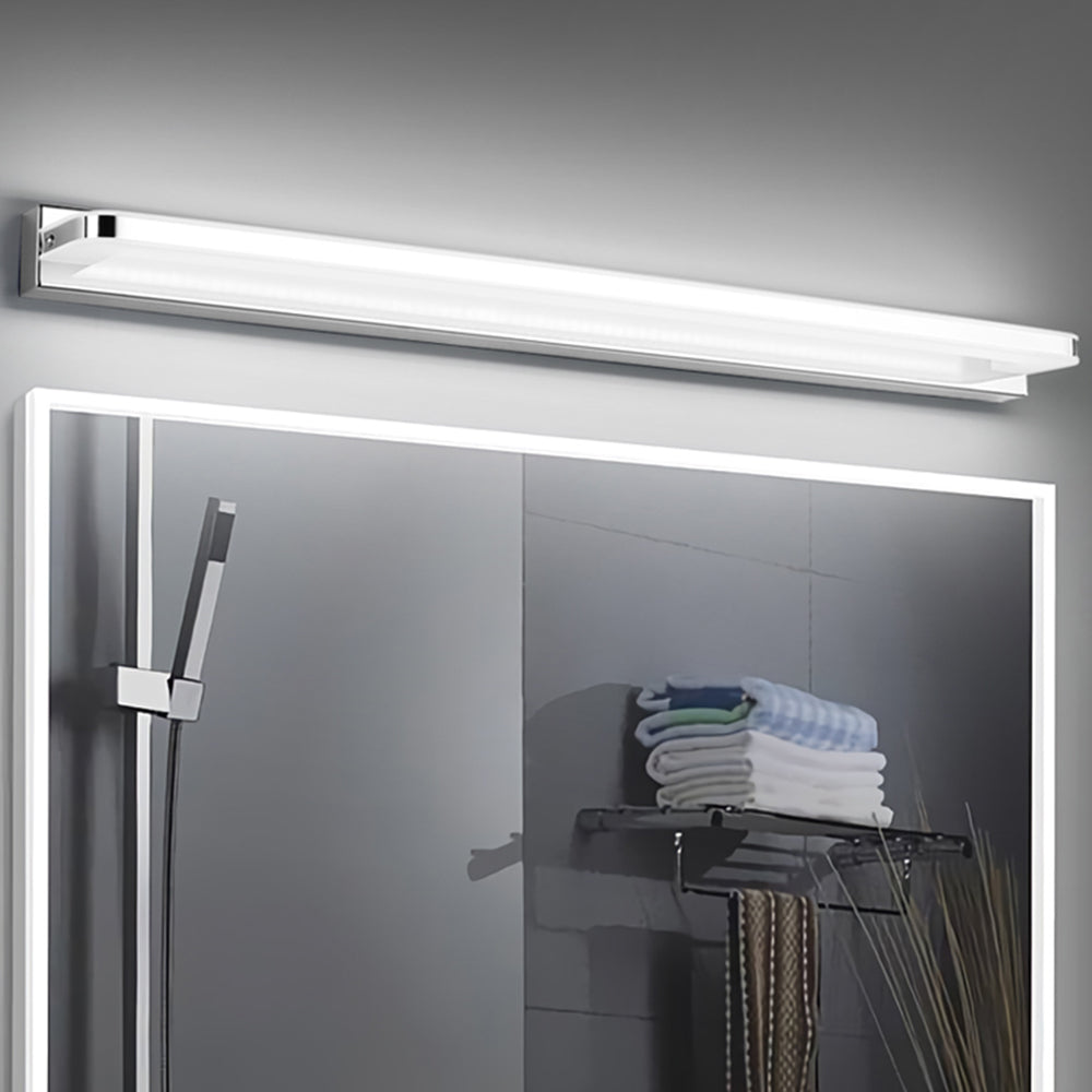Arisha Nordic Linear Metal Mirror Front Wall Lamp, Chrome/Black - Neutral Decor