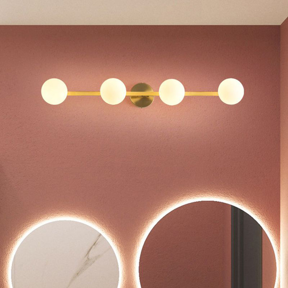 Valentina Retro Globe Linear Metal/Glass Wall Lamp, Gold, Bathroom - Neutral Decor