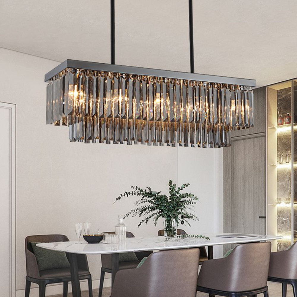 Kristy Design Rectangle Metal Pendant Light, Black - Neutral Decor