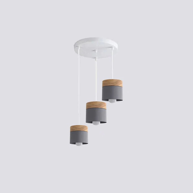 Valentina Modern Can Shape Metal/Wood Pendant Light - Neutral Decor