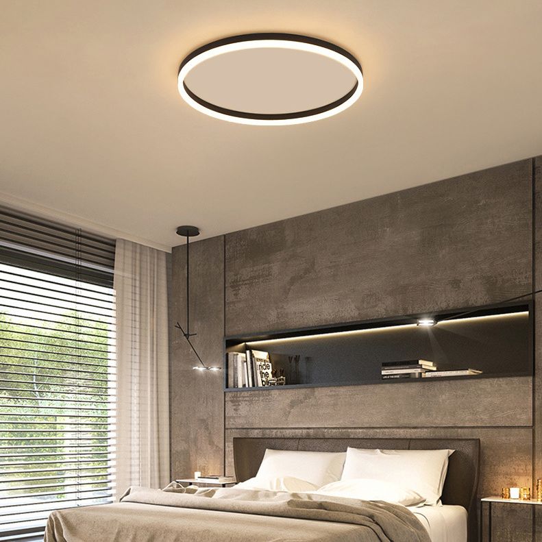 Arisha Minimalist Ring Metal Flush Mount Ceiling Light, Black - Neutral Decor